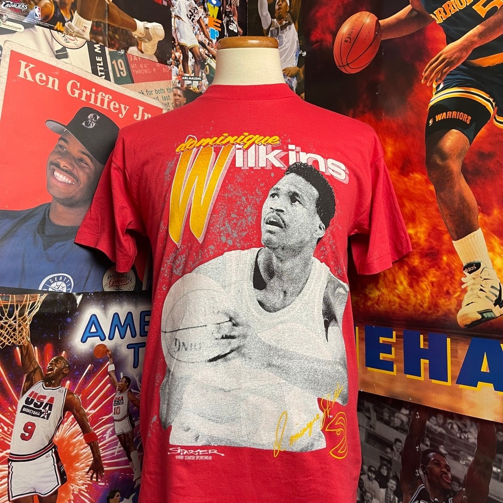 Vintage Atlanta Hawks 1989 Dominique Wilkins Starter NBA Tee Sz Medium